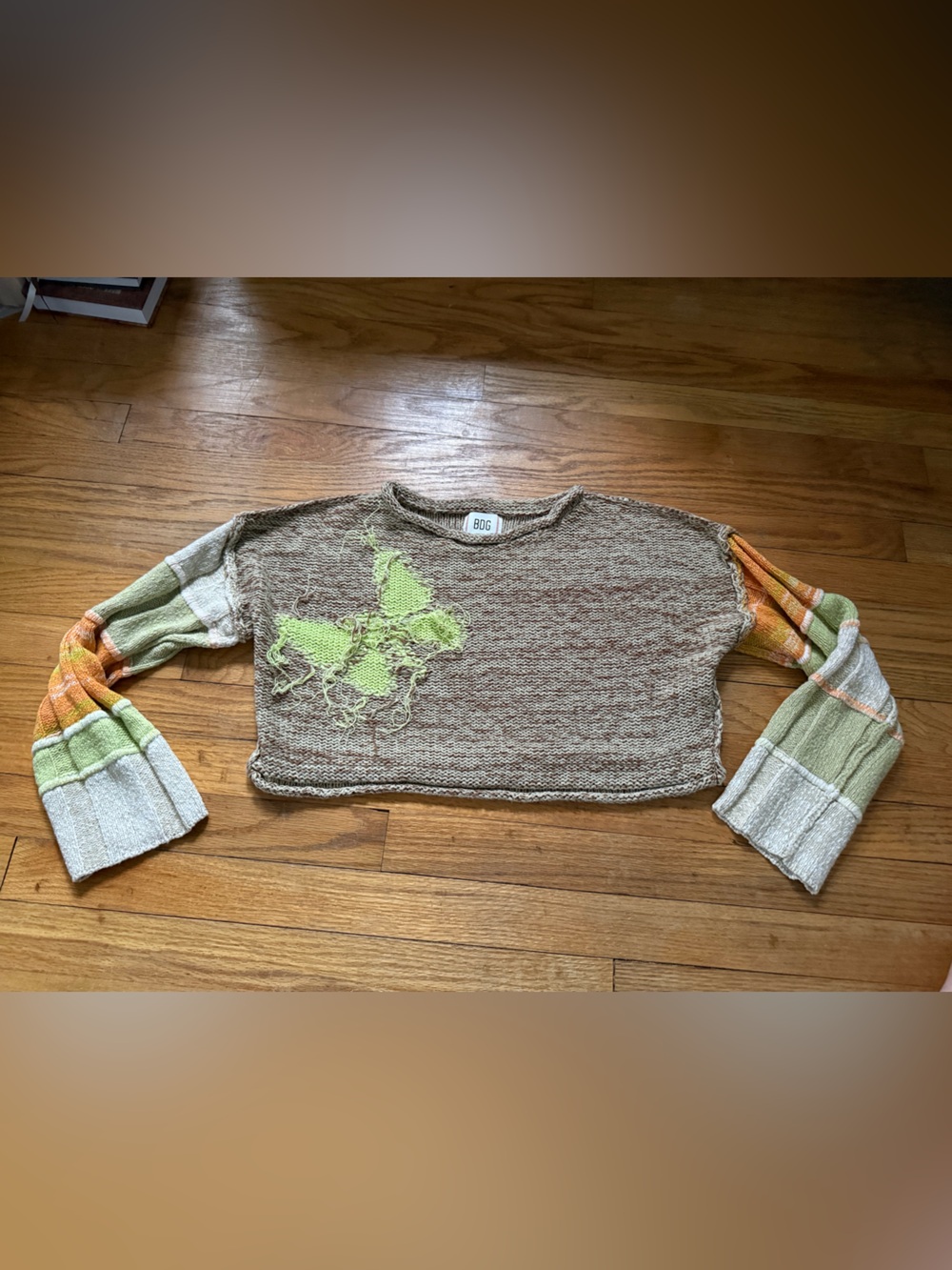 BDG Marled Cream and Brown Knit Sweater